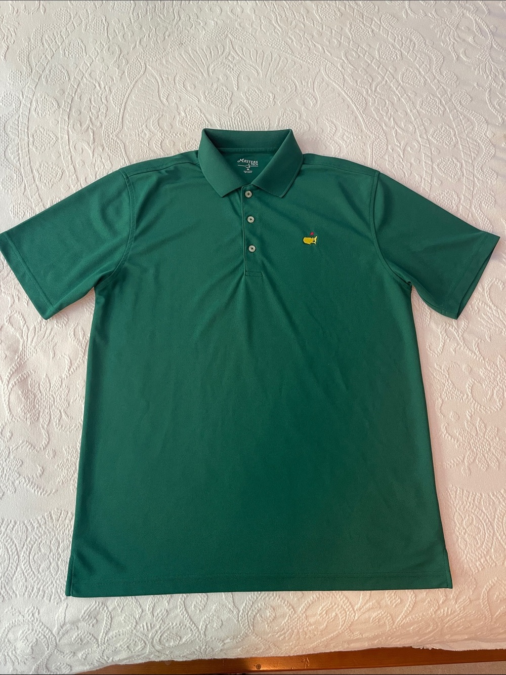 Masters Tech Men’s Green Short-Sleeve Polo with Embroidered Logo